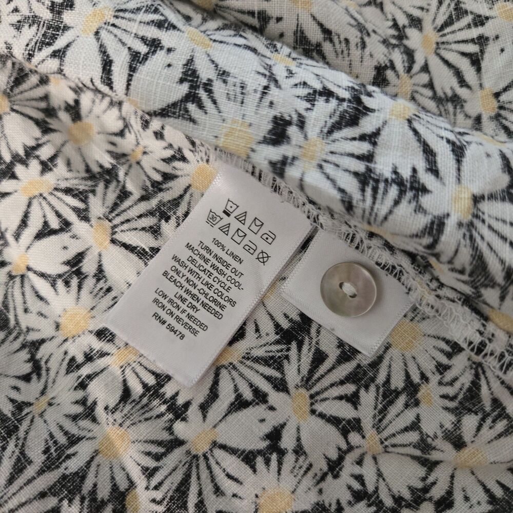 Vintage Cynthia Rowley Shirt Womens 100% Linen Floral Button Tank Top Cottage M - Picture 5 of 7